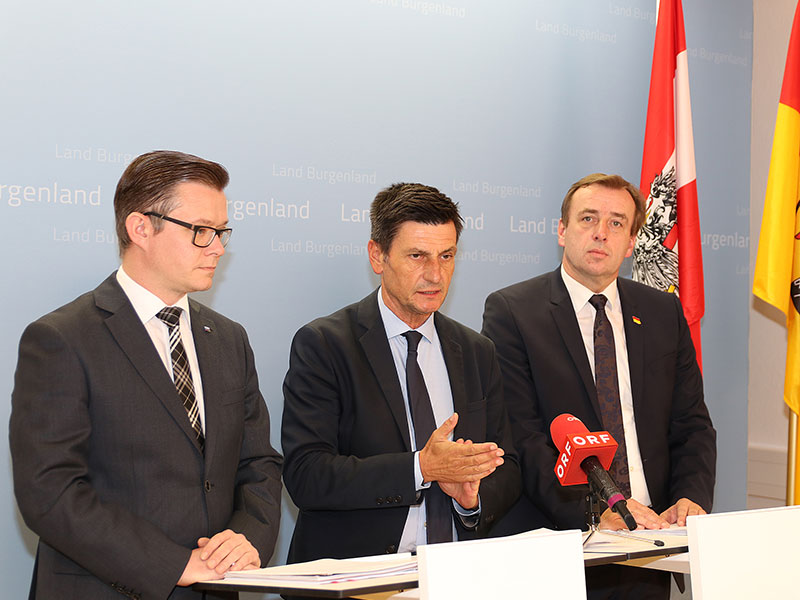 Soziallandesrat Christian Illedits,  Geza Molnar (li.) und LAbg. Christian Drobits (re.)