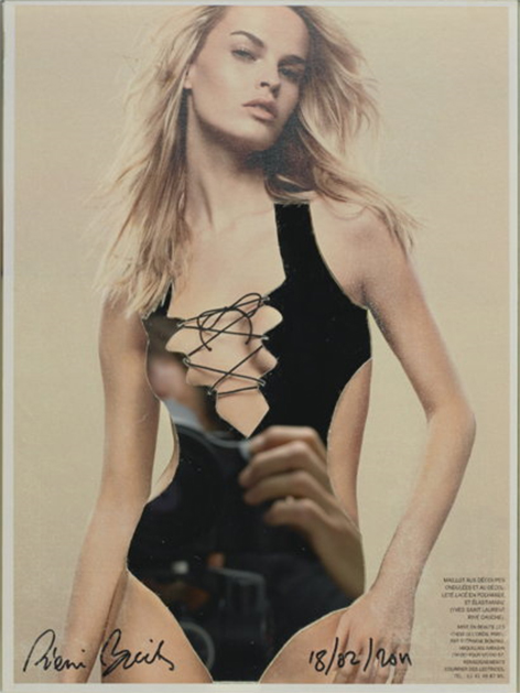 © © Dieter Giesing, Wien Pierre Bismuth, Stand by me, 2011, Collage auf Spiegel, 28,9 x 21 cm