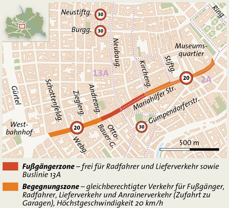 © APA/mh Grafik Verkehrskonzept Mariahilfer Straße Neu