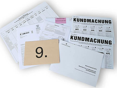 © PID/Bruder Wahlkarten und Stimmzettel für die Nationalratswahl 2013