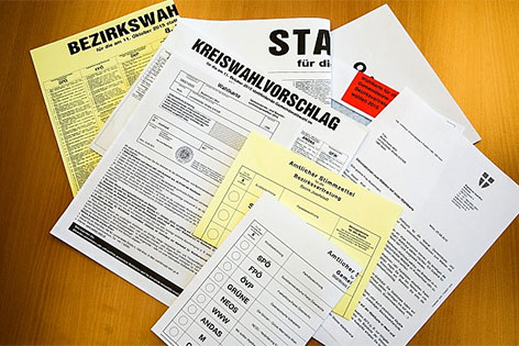 © PID/Christian Fürthner Stimmzettel für die Wiener Landtags-, Gemeinderats- und Bezirksvertretungswahl