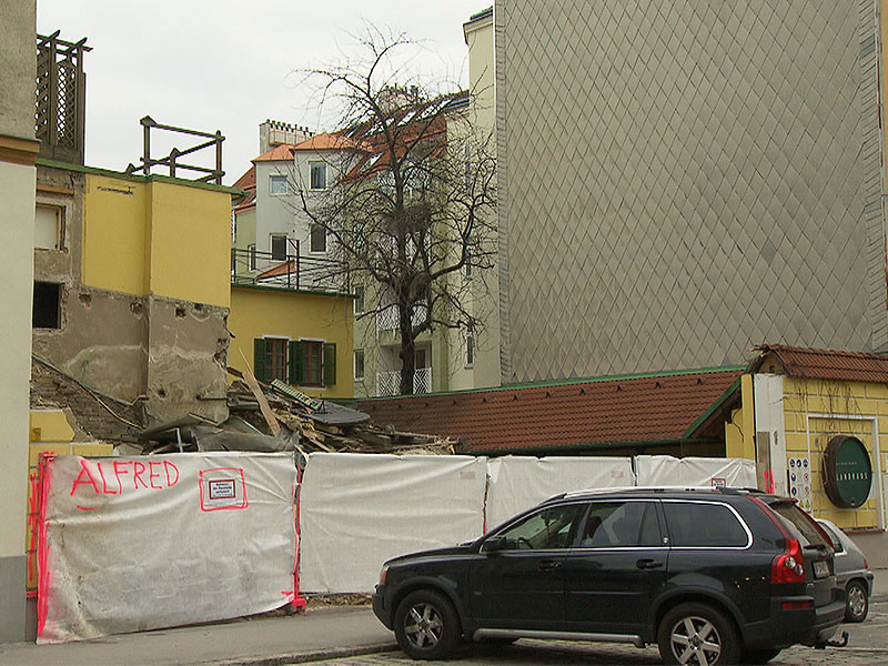 © ORF Baustelle nach Abriss des Gasthauses Landhaus in Ottakring