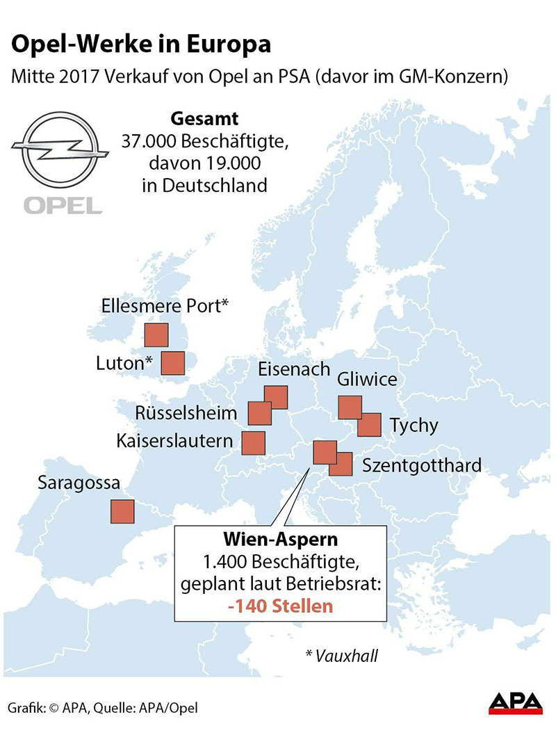 © Grafik APA Grafik Standorte Opelwerke
