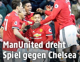 Jubelnde ManUnited-Spieler